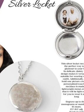 Plunder Design Silver Plated Round Etched Locket Necklace 18-20” Cable Link